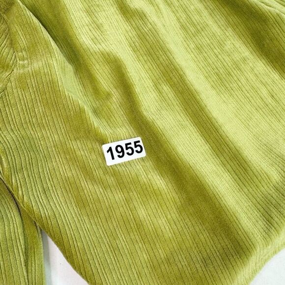 PAC Cares Top Womens Medium Button Up Collar 90s Y2K Cropped Ribbed Velvet Shirt - Picture 8 of 8